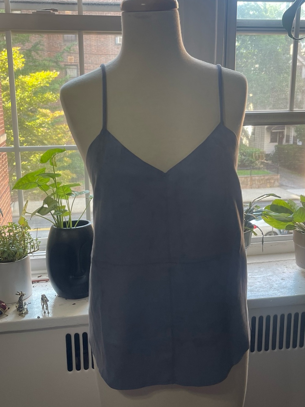 Women's Slate Blue Spaghetti Strap V-Neck Tank Top